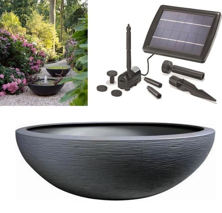 Mini vijver waterschaal met fonteintje zonne-energie, Tuin en Terras, Vijvers, Nieuw, Ophalen of Verzenden
