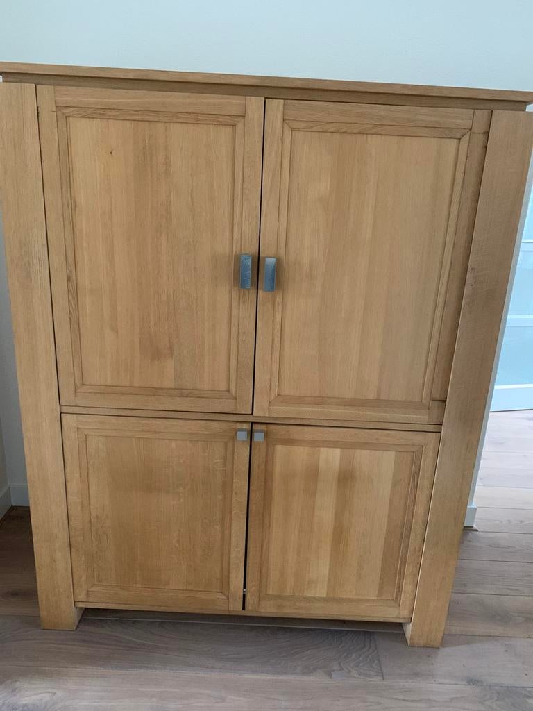 Blank eiken computermeubel, Ophalen, Gebruikt, 120 tot 170 cm, 40 tot 80 cm