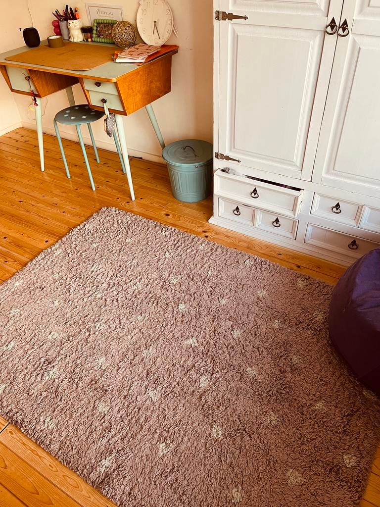 Kleed kinderkamer roze met witte stippen 175 x 120 cm, Ophalen, Gebruikt, Kleed of Kussen