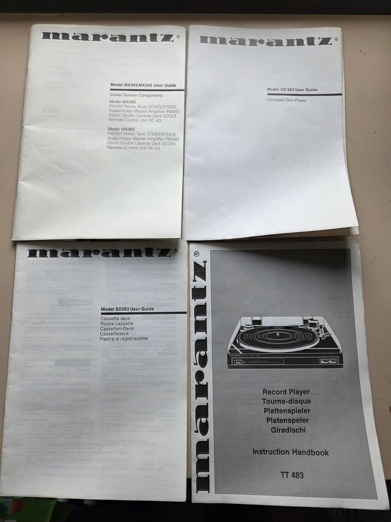 Collectie Marantz handleidingen MX493, CD 583, SD283, TT 48, Ophalen of Verzenden, Gebruikt