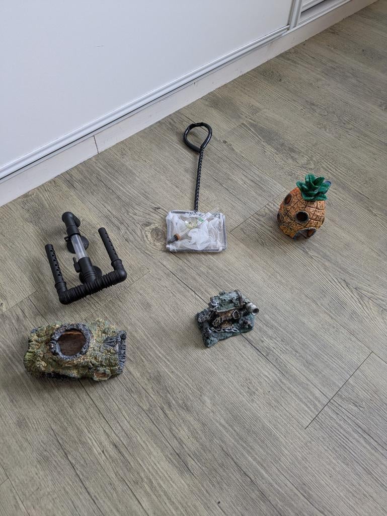 Aquarium decoratie of netje met thermometer, Ophalen of Verzenden, Plant(en), Steen of Hout