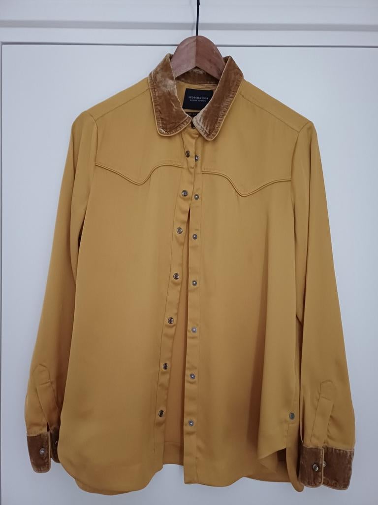 Prachtige maïsgele blouse met fluwelen details, Maat 38/40 (M), Geel, Scotch & Soda, Ophalen of Verzenden