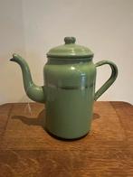 Groene emaille koffiepot met gouden bies - 19 cm, Ophalen of Verzenden