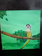 Schattig aapje op tak - Acrylverf op canvas 20x20cm, Ophalen of Verzenden