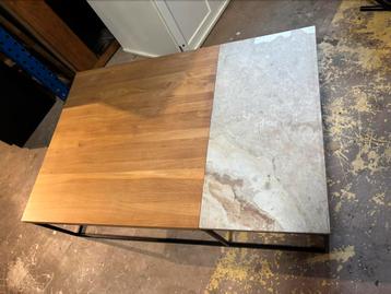 Mooie ruime salontafel hout/beton - 120x80x35