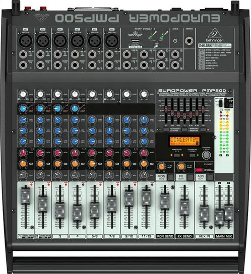 Behringer PMP500 mengtafel met eindversterker 2x250W, Muziek en Instrumenten, Mengpanelen, Zo goed als nieuw, 10 tot 20 kanalen