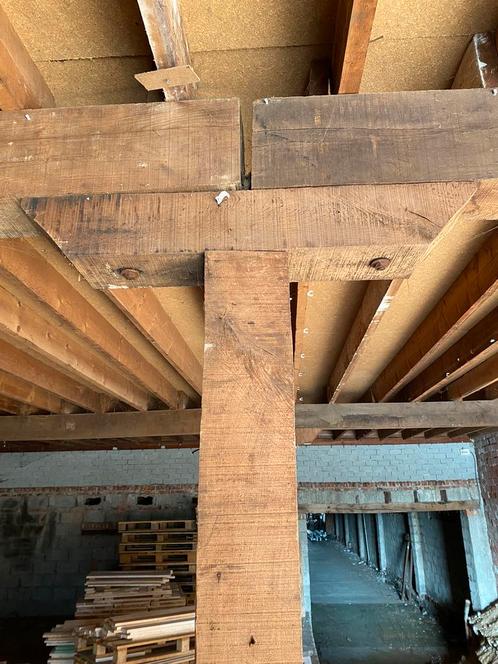 Oude eiken balken (120meter, voor poolhouse of overkapping ), Doe-het-zelf en Verbouw, Hout en Planken, Gebruikt, Balk, Eiken