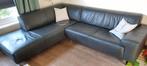 Hoekbank grijs leer, Huis en Inrichting, Ophalen, 250 tot 300 cm, Gebruikt, Hoekbank