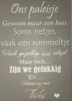 Leuk houten bord met tekst over ons thuis, Ophalen, Zo goed als nieuw