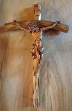 Antiek hout kruis,mooi hand gesneden corpus,, Antiek en Kunst, Antiek | Religie, Ophalen of Verzenden