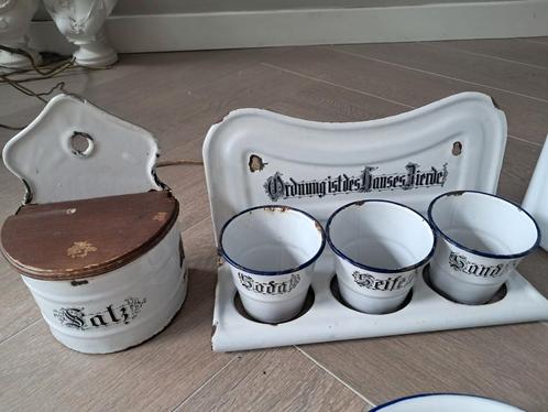 Vintage Emaille Keukengerei Wit Blauw, Antiek en Kunst, Antiek | Emaille, Ophalen of Verzenden