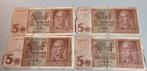 4 stuks 5 reichsmark biljet uit 1942, Verzamelen, Militaria | Tweede Wereldoorlog, Ophalen of Verzenden, Nederland