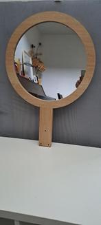 Ronde Spiegel op houten poot, Ophalen of Verzenden, Rond, Minder dan 50 cm, Minder dan 100 cm