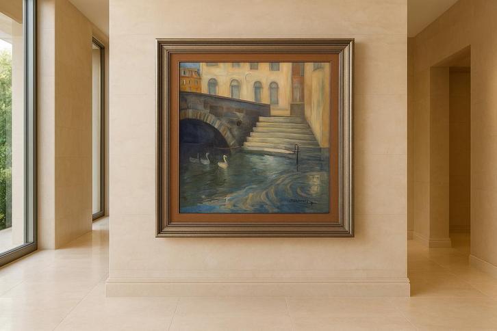 Stadsgezicht met zwanen door Johann Diedrich Hendriks, Antiek en Kunst, Kunst | Schilderijen | Klassiek, Ophalen