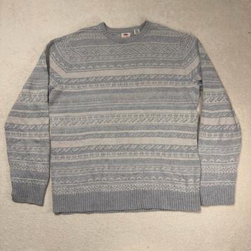 Levi's Heren Trui XL Fair Isle Patroon Grijs-Wit beschikbaar voor biedingen
