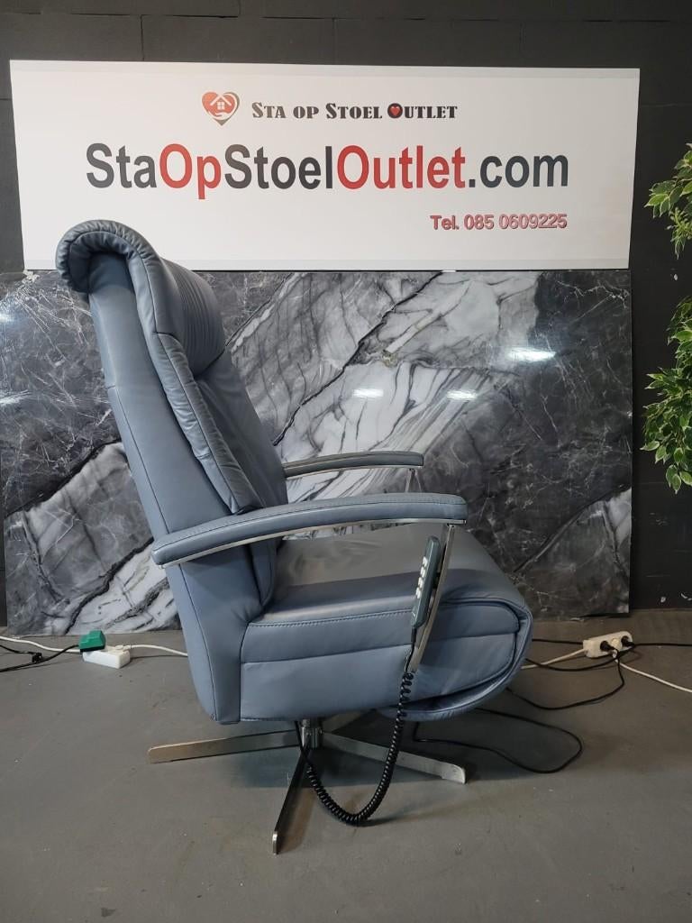 Staopstoel Stockholm Leisteenblauw Met kantelfunctie, Huis en Inrichting, Fauteuils, Minder dan 75 cm, Leer, Ophalen of Verzenden