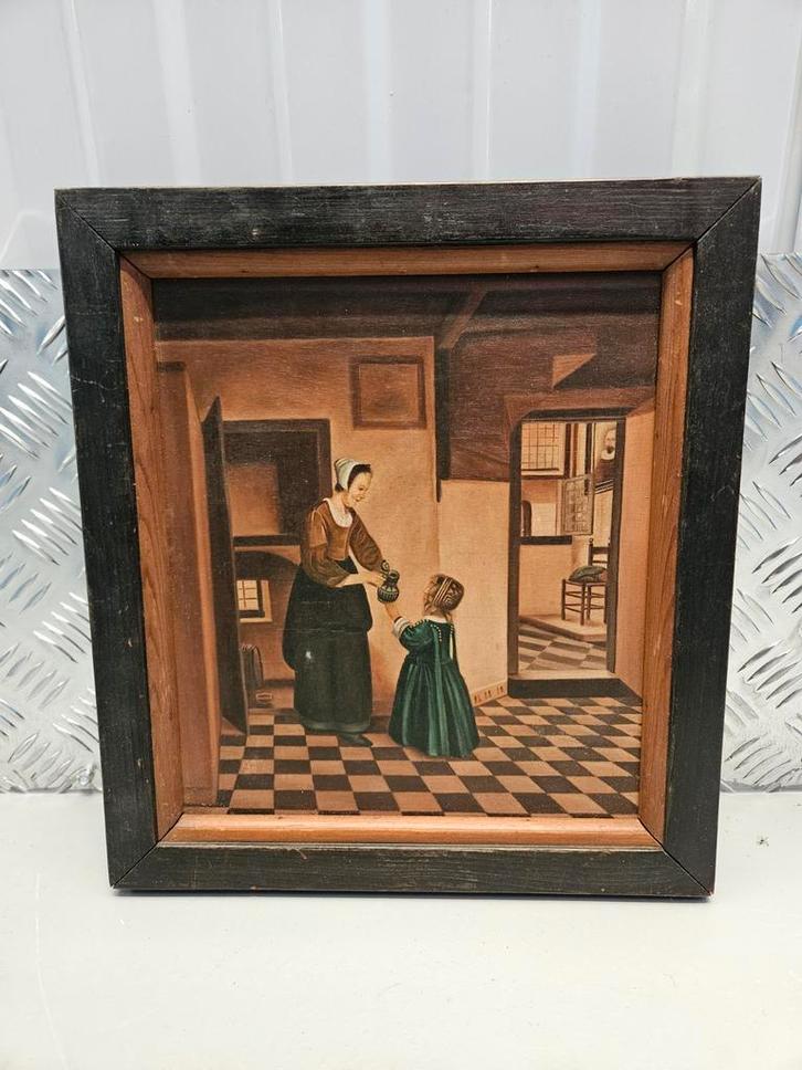 Oud schilderij - Moeder en kind, Antiek en Kunst, Kunst | Schilderijen | Klassiek, Ophalen of Verzenden