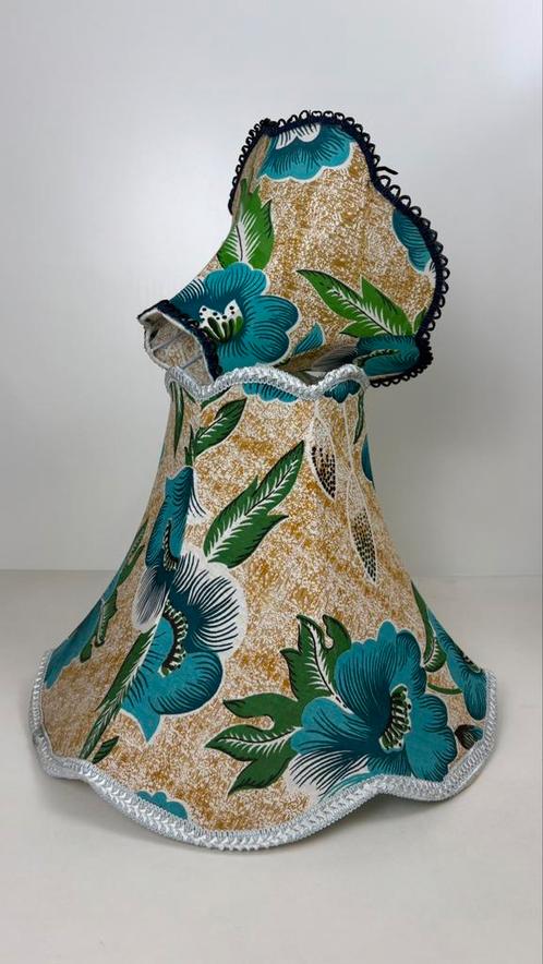Vintage tropische lampenkappen set hanglampen crème bloemen, Huis en Inrichting, Lampen | Lampenkappen, Zo goed als nieuw, 25 tot 50 cm