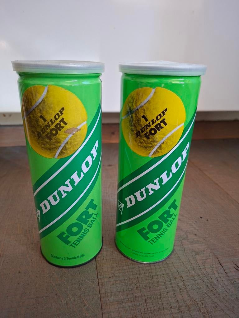 2 vintage Dunlop tennisballen in blik, Nvt., Ballen, L00, Ophalen of Verzenden