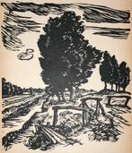 Rudolf Koch (1876-1934) Houtsnede 'Veengebied' ~1930. Afmeti, Ophalen of Verzenden