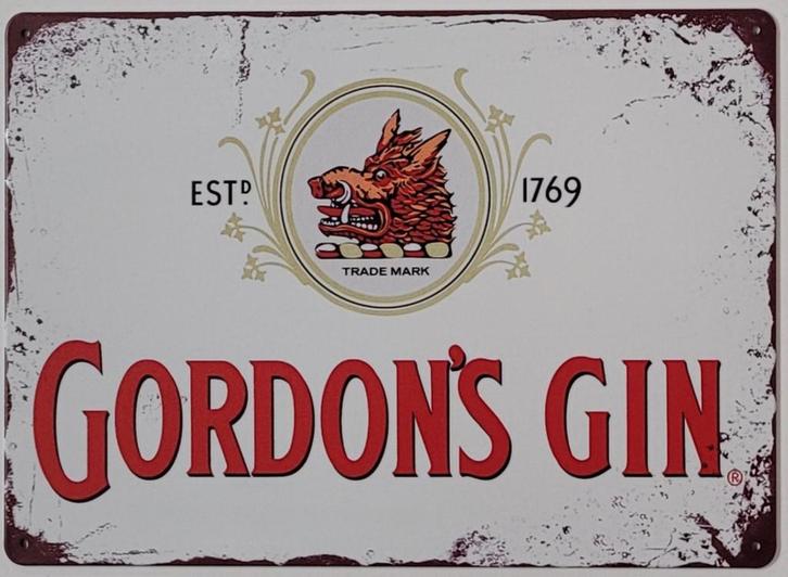 Gordon's Gin reclamebord van metaal wandbord deco, Verzamelen, Merken en Reclamevoorwerpen, Nieuw, Reclamebord, Ophalen of Verzenden