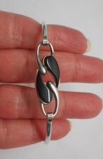 Zilveren vintage armband met onyx nr.1298, Verzenden, Zo goed als nieuw, Zilver, Zilver