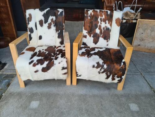 2 koeienhuid fauteuils + BEZORGING GRATIS, Huis en Inrichting, Fauteuils, Nieuw, Ophalen of Verzenden