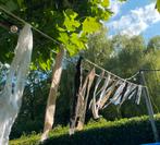 Ecru, wit, beige, grijze stoffen slinger ter decoratie, Ophalen of Verzenden, Versiering, Geboorte of Huwelijk