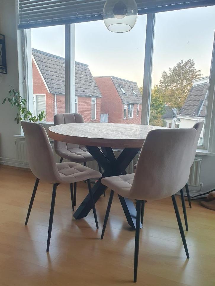 Ronde eettafel mangohout - Trevor, Huis en Inrichting, Tafels | Eettafels, Gebruikt, 100 tot 150 cm, 100 tot 150 cm, Vier personen