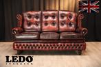 Springvale Chesterfield 3-zitsbank, echt leer, rood/bruin, 150 tot 200 cm, Chesterfield, Driepersoons, Ophalen of Verzenden