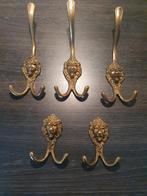 Vintage Leeuwenkop Kapstokhaken - Set van 5, Gebruikt, Wandhaken, Ophalen of Verzenden, Minder dan 100 cm