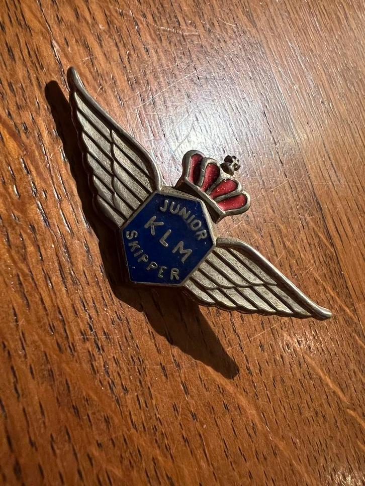 Vintage KLM Junior Skipper Badge, Verzamelen, Luchtvaart en Vliegtuigspotten, Gebruikt, Patch, Badge of Embleem, Ophalen of Verzenden