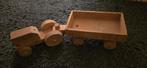 Houten Tractor met Aanhanger - Opknapper, Ophalen of Verzenden, Gebruikt, Duw- of Trekspeelgoed