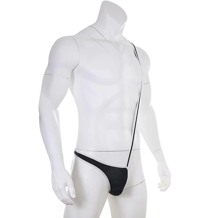 Heren zwarte 1 kant g-string met schouderband lingerie slip, Kleding | Heren, Ondergoed, Slip, Zwart, Verzenden