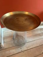 Bijzettafel goud en glas, Huis en Inrichting, Tafels | Bijzettafels, Minder dan 55 cm, Rond, Ophalen, 45 tot 60 cm