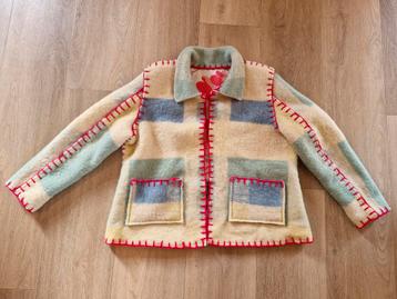 Wollen korte jas handgemaakt van vintage wollen deken mt M beschikbaar voor biedingen