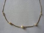 zilverkleurige parelketting 5 glasparels 40 cm lang vintage, Verzenden, Zo goed als nieuw, Zilver, Overige materialen