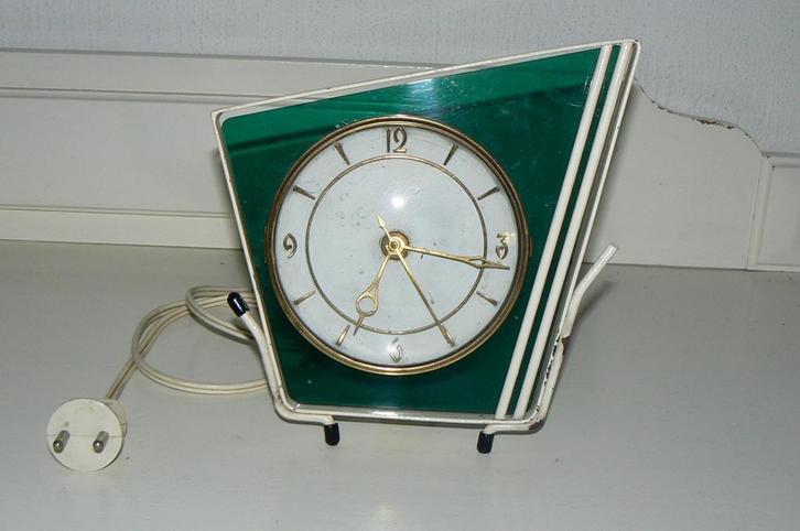 Vintage elektrisch tafelklokje van Mehne, jaren '50-'60, Antiek en Kunst, Antiek | Klokken, Ophalen of Verzenden