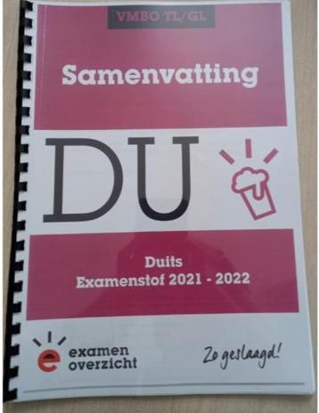 Samenvatting Examenstof Duits VMBO TL/GL beschikbaar voor biedingen