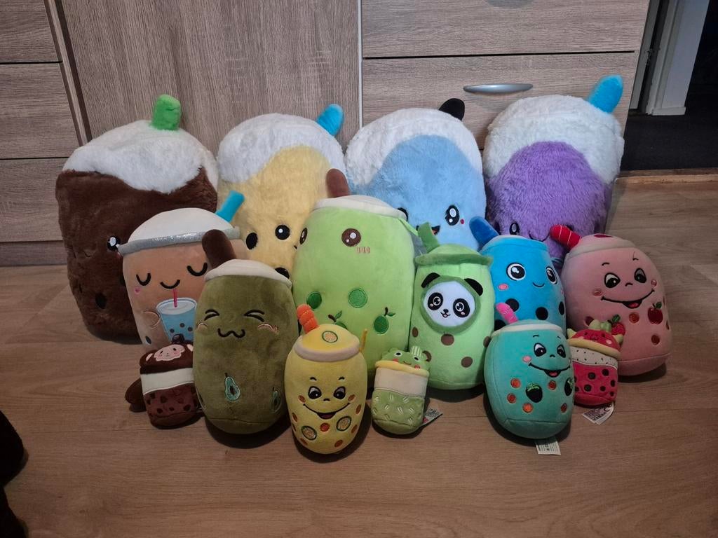 15 bubble tea knuffels bobba tea, Ophalen of Verzenden, Zo goed als nieuw, Overige typen