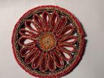 vintage ronde rieten onderzetter ( rood blauw naturel ), Ophalen, Huis en Inrichting