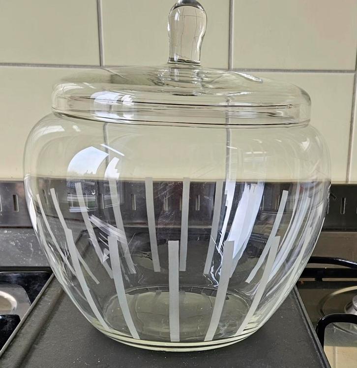 Glazen BowlServies met 7 glazen, Huis en Inrichting, Keuken | Servies, Gebruikt, Kop(pen) en/of Schotel(s), Effen, Glas, Ophalen