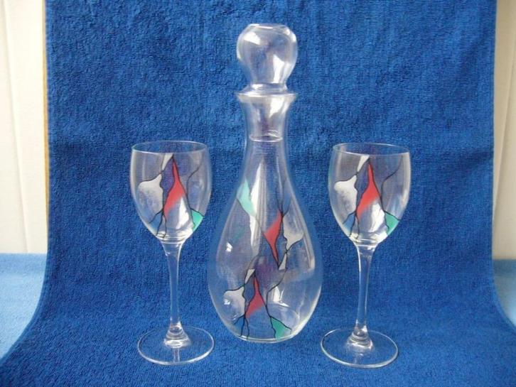 Corry Ammerlaan karaf en wijnglazen splinternieuw, Antiek en Kunst, Kunst | Designobjecten, Ophalen of Verzenden