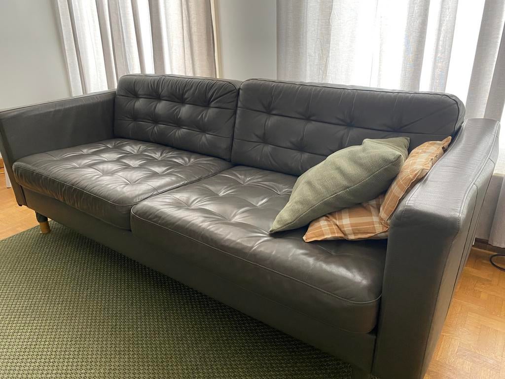 Grote 3-persoons bank (2 stuks), Ophalen, Zo goed als nieuw, 200 tot 250 cm, Leer