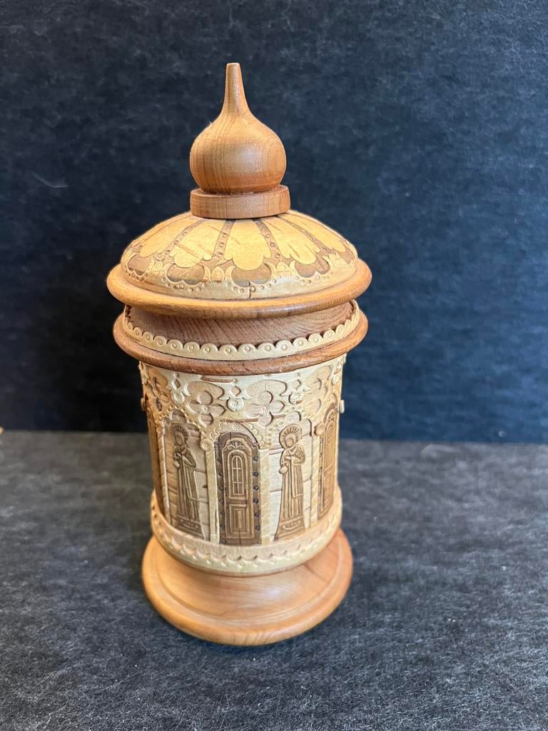 Russische berkenbast houten pot met deksel, Ophalen of Verzenden