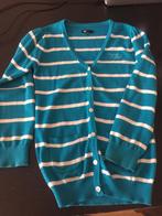 WE lange vest turquoise met witte strepen pofmouw 122-128, WE, Meisje, Trui of Vest, Nieuw