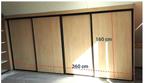 Kast schuifdeuren met rails voor kamer met een schuin dak, 200 cm of meer, 150 tot 200 cm, Eikenhout, 50 tot 75 cm