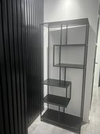 Strakke Zwarte Kast met Open Vakken, Met plank(en), Gebruikt, Metaal, 150 tot 200 cm