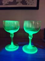 Uranium Glas 2 Wijnglazen, Ophalen of Verzenden