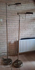 Twee staande messing leeslampen. In hoogte verstelbaar, Huis en Inrichting, Lampen | Vloerlampen, Ophalen, Gebruikt, 150 tot 200 cm